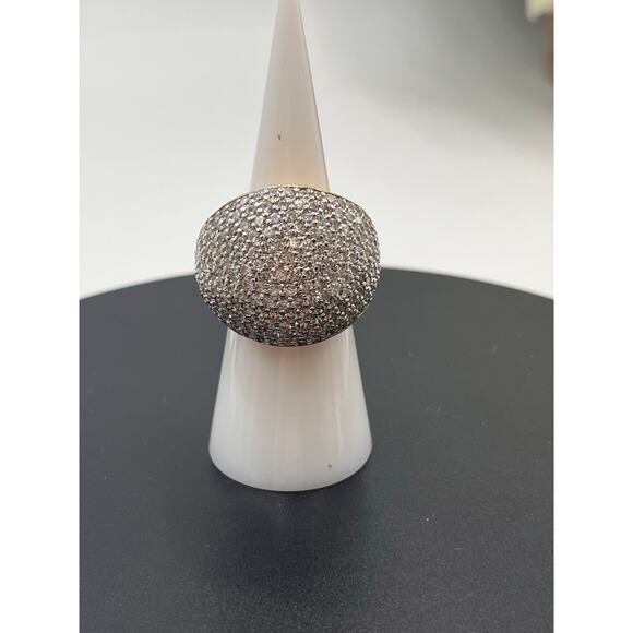 Designer Sterling Silver Vermeil Cubic Zirconia Cocktail Dome Ring Sz 6.5 - Picture 2 of 15